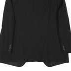 Mens Black Wool Blend Classic Jacket M Plain Button Closure Elegant Style