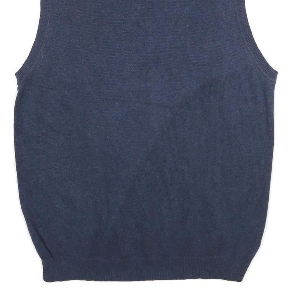 VAN HEUSEN Mens Blue & Grey Patterned Cotton Sleeveless V-Neck Jumper L