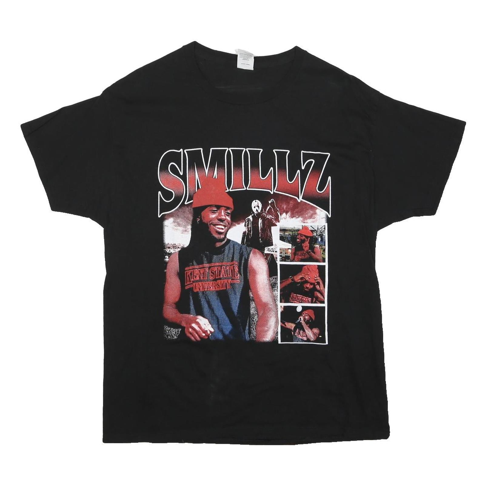 HANES Mens Black Smillz Graphic T-Shirt L Short Sleeve Crew Neck Casual Cotton