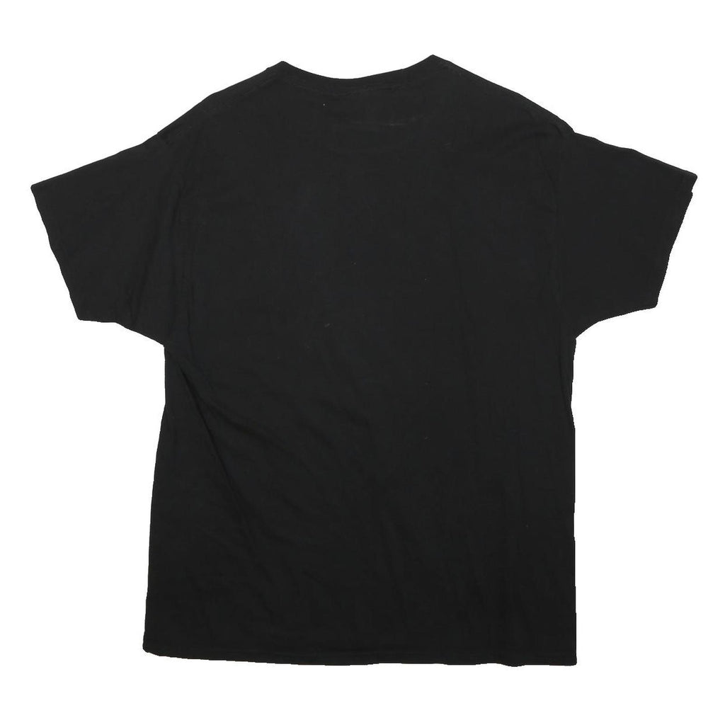 HANES Mens Black Smillz Graphic T-Shirt L Short Sleeve Crew Neck Casual Cotton