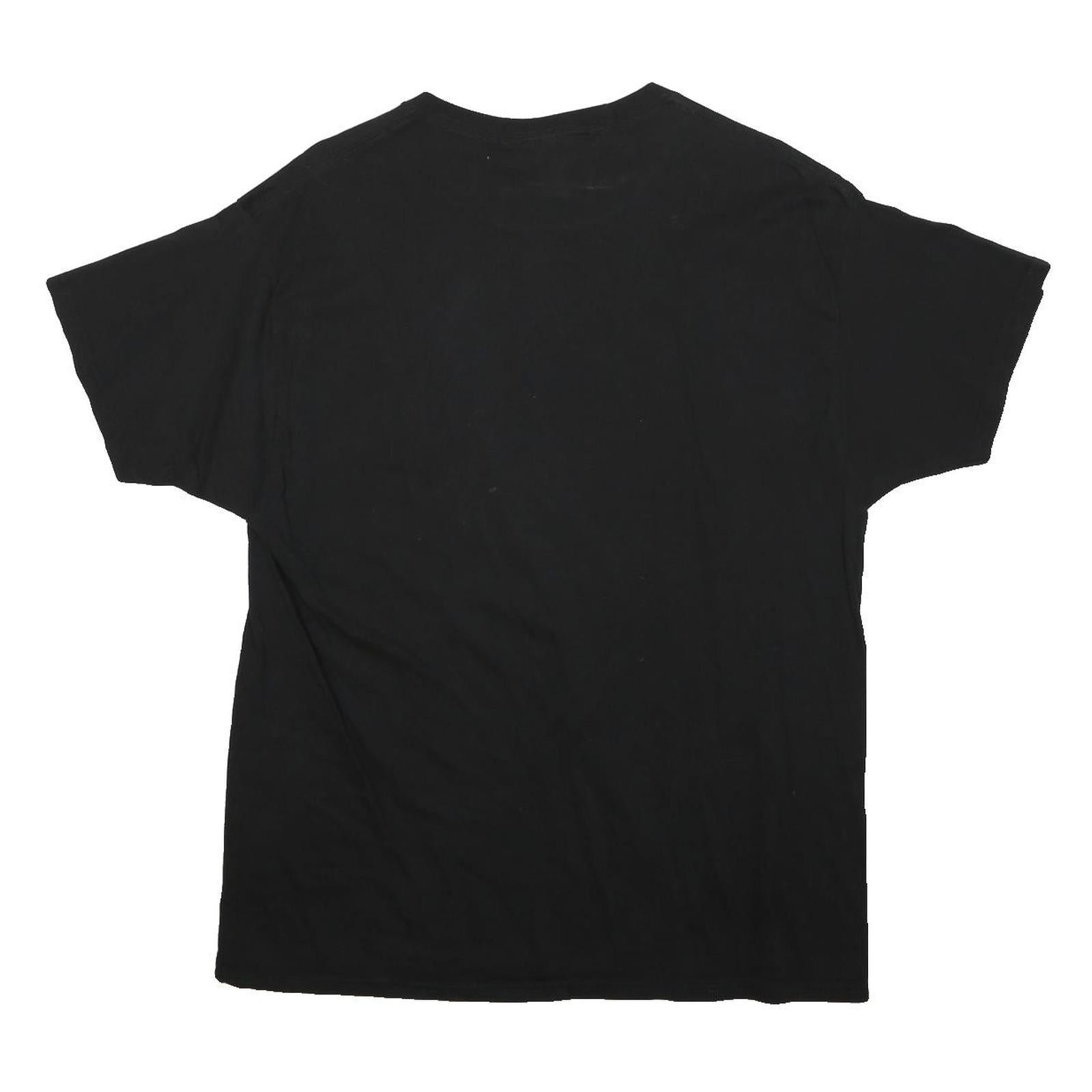 HANES Mens Black Smillz Graphic T-Shirt L Short Sleeve Crew Neck Casual Cotton