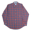 TOMMY HILFIGER Mens Red & Blue Check Shirt L Long Sleeve Button Down Cotton