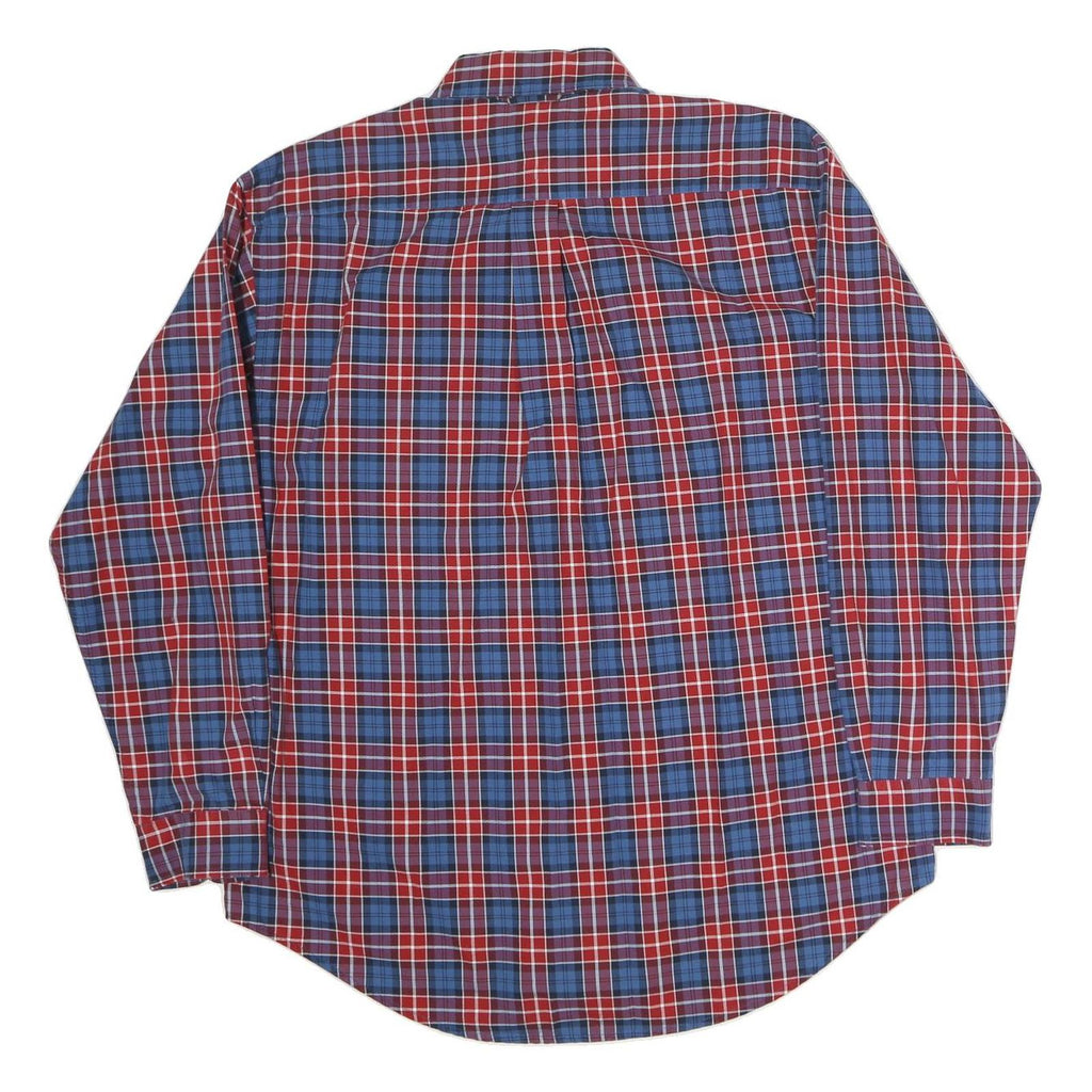 TOMMY HILFIGER Mens Red & Blue Check Shirt L Long Sleeve Button Down Cotton