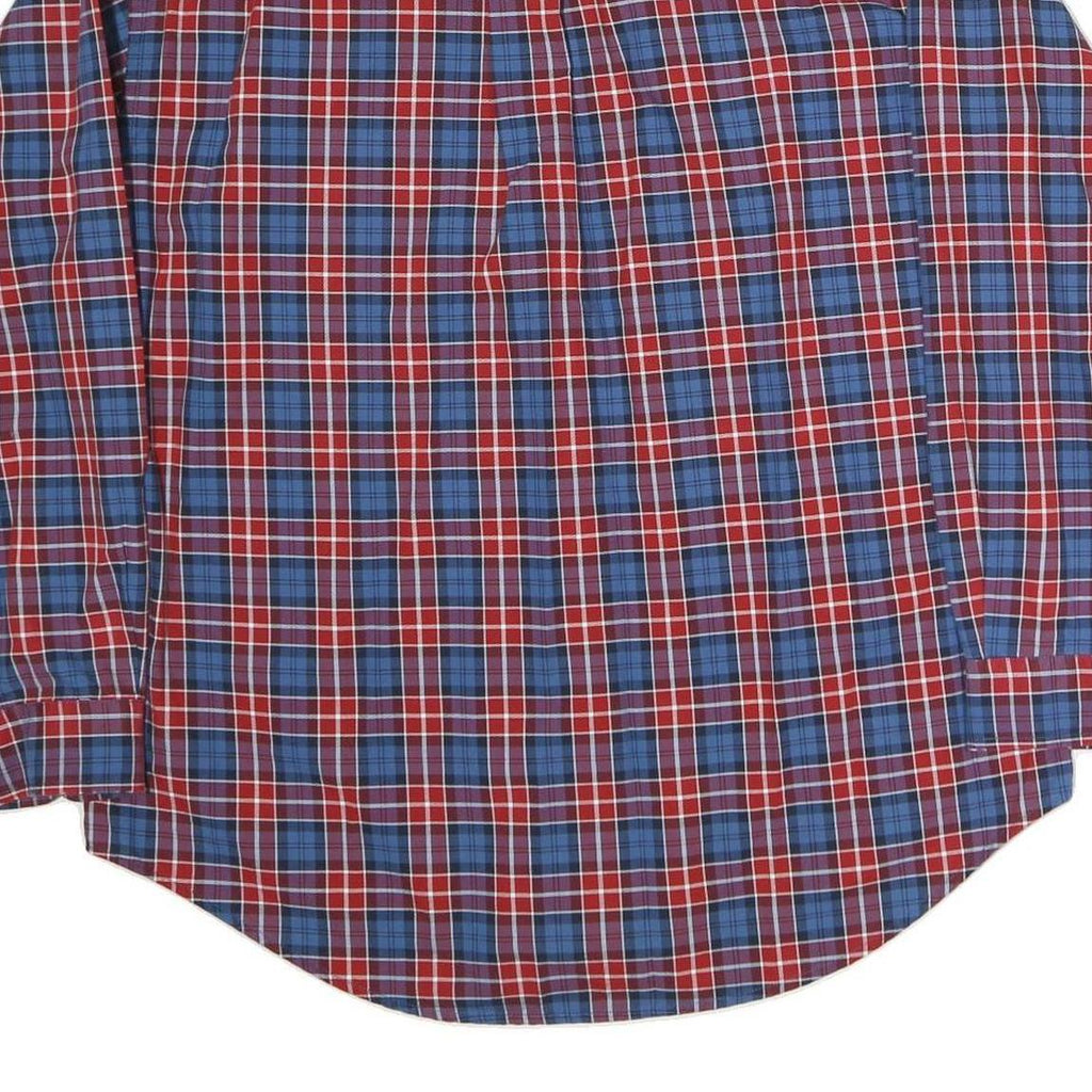 TOMMY HILFIGER Mens Red & Blue Check Shirt L Long Sleeve Button Down Cotton