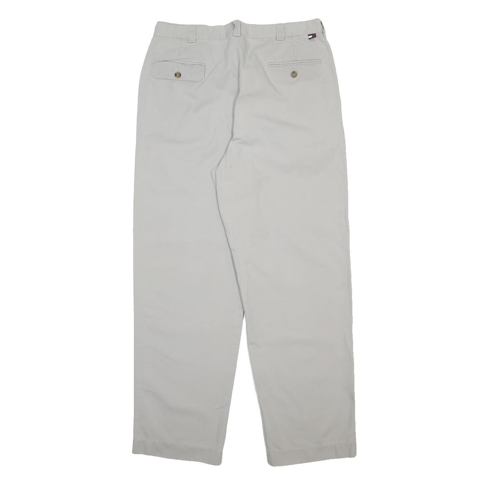 TOMMY HILFIGER Mens Cotton White Regular Straight Trousers W34 L32 Casual