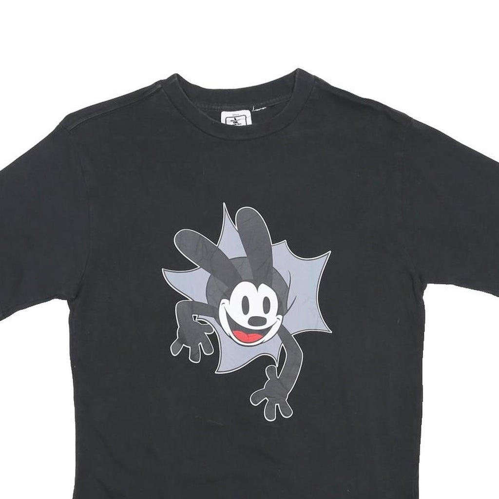 DISNEY Mens Black Graphic T-Shirt XS Short Sleeve Crew Neck Cartoon Print