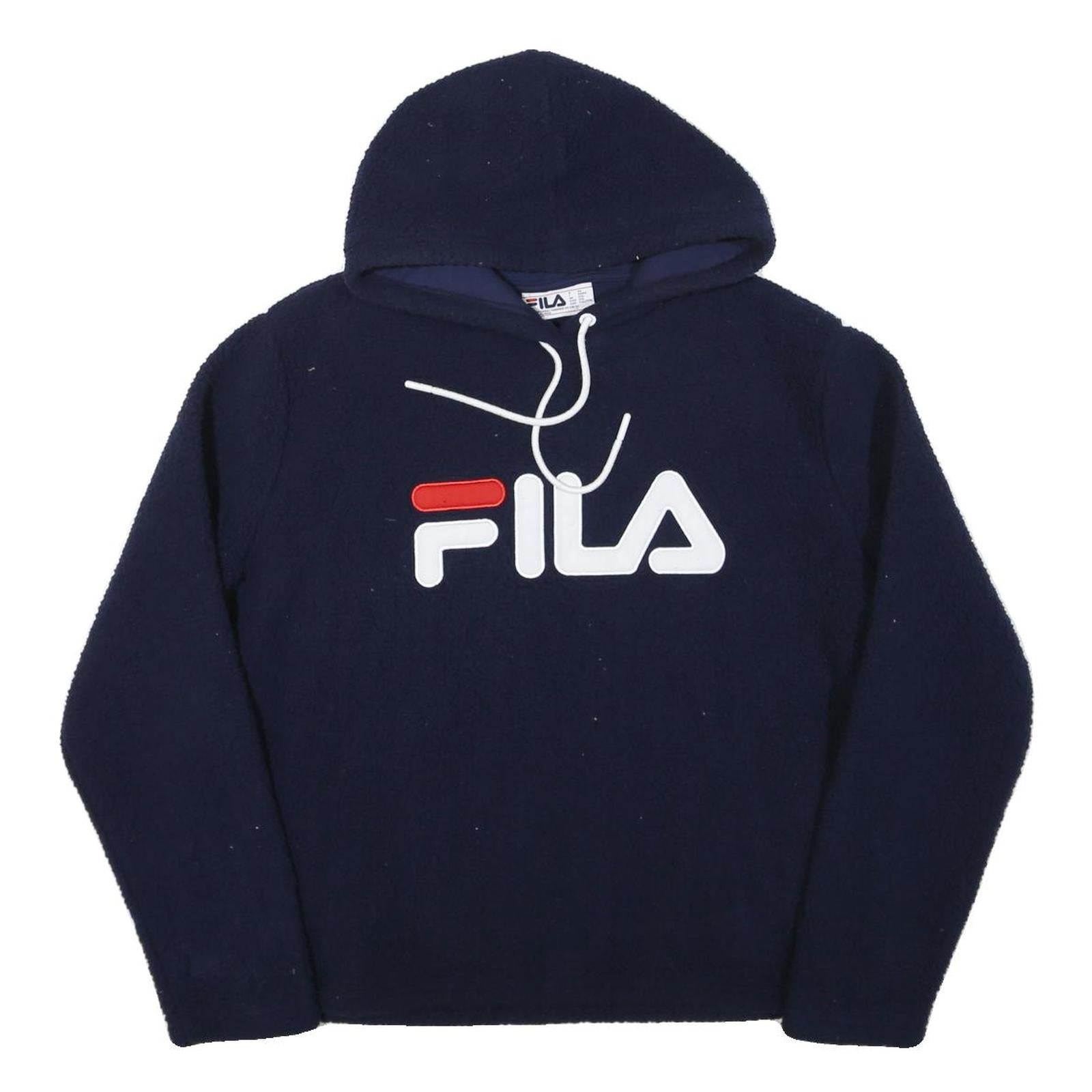 FILA Womens Navy Hoodie 2XL Polyester Blend Pullover Logo Sweatshirt