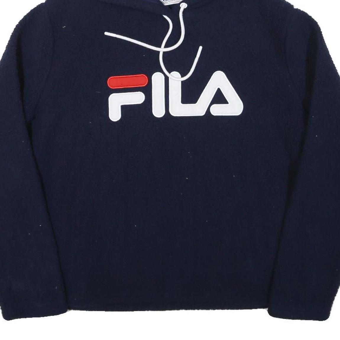 FILA Womens Navy Hoodie 2XL Polyester Blend Pullover Logo Sweatshirt