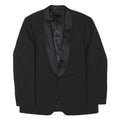 MORGAN Mens Black Wool Blend Shawl Collar Jacket L Woven Formal Button Closure
