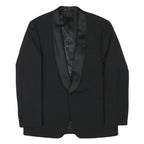 MORGAN Mens Black Wool Blend Shawl Collar Jacket L Woven Formal Button Closure