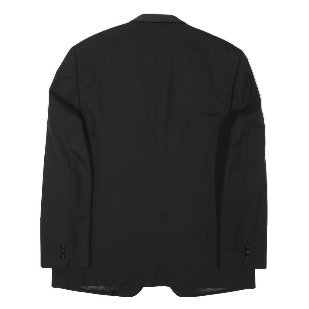 MORGAN Mens Black Wool Blend Shawl Collar Jacket L Woven Formal Button Closure
