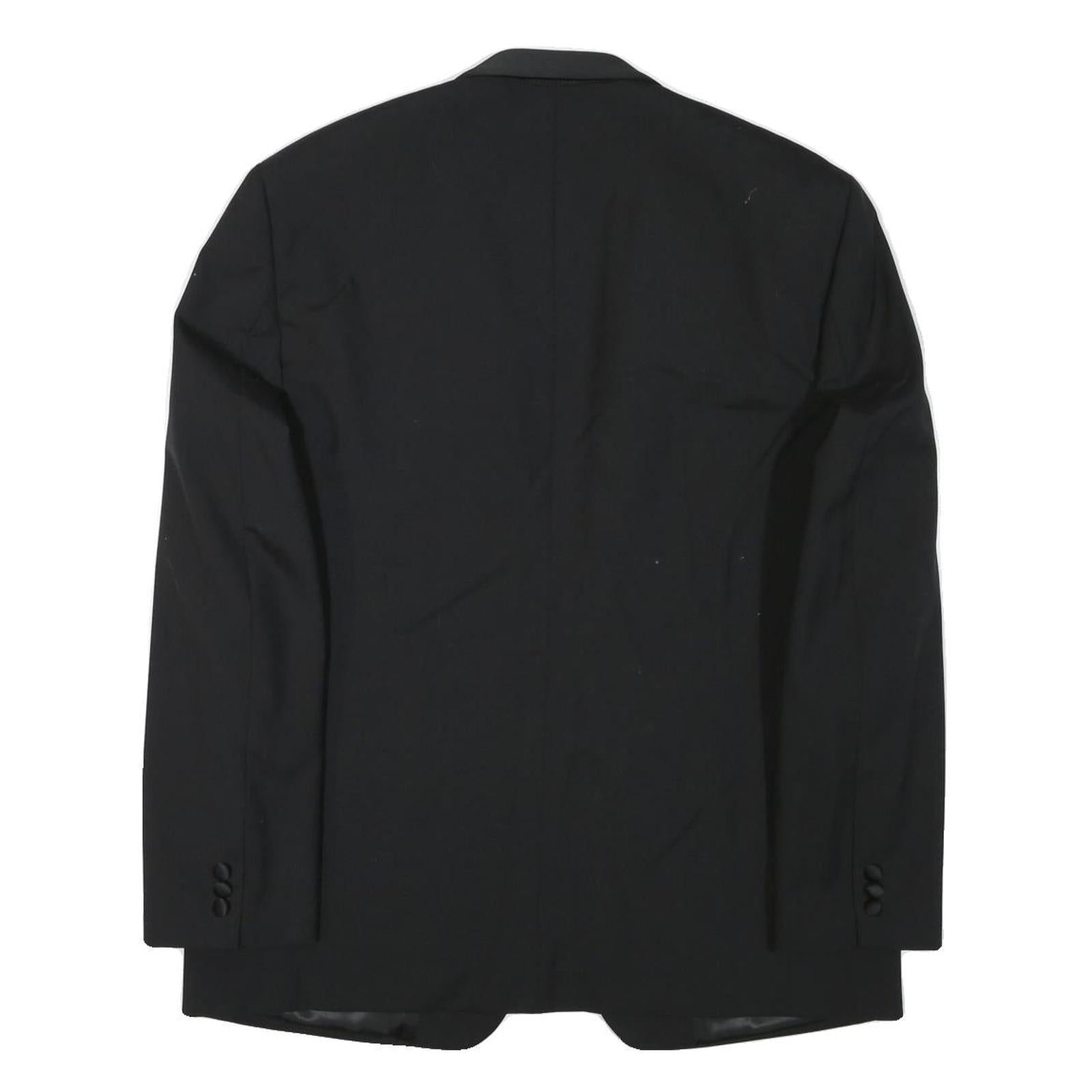 MORGAN Mens Black Wool Blend Shawl Collar Jacket L Woven Formal Button Closure