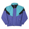 O'BRIAN Mens Blue & Turquoise Retro Zip Jacket L Polyester Blend Colourblock