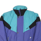 O'BRIAN Mens Blue & Turquoise Retro Zip Jacket L Polyester Blend Colourblock