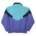 O'BRIAN Mens Blue & Turquoise Retro Zip Jacket L Polyester Blend Colourblock