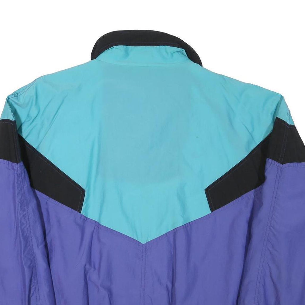 O'BRIAN Mens Blue & Turquoise Retro Zip Jacket L Polyester Blend Colourblock