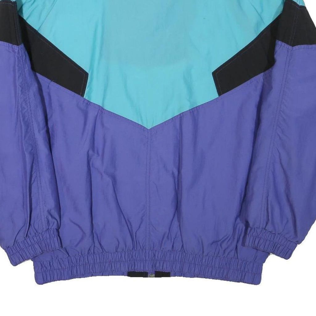 O'BRIAN Mens Blue & Turquoise Retro Zip Jacket L Polyester Blend Colourblock