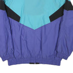 O'BRIAN Mens Blue & Turquoise Retro Zip Jacket L Polyester Blend Colourblock