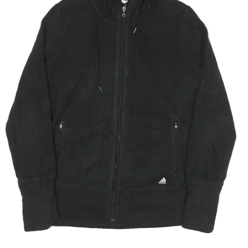 ADIDAS Womens Black Hoodie Jacket L Polyester Blend Plain Zip Casual Sportswear