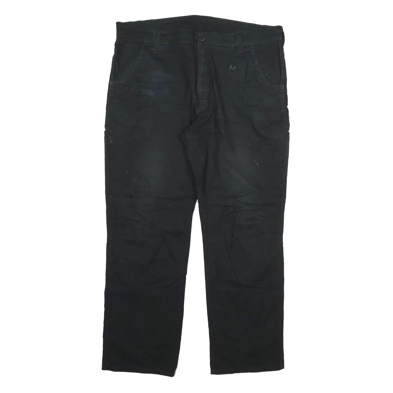 DICKIES Mens Regular Black Cotton Blend Trousers W40 L31 Workwear Zip Closure