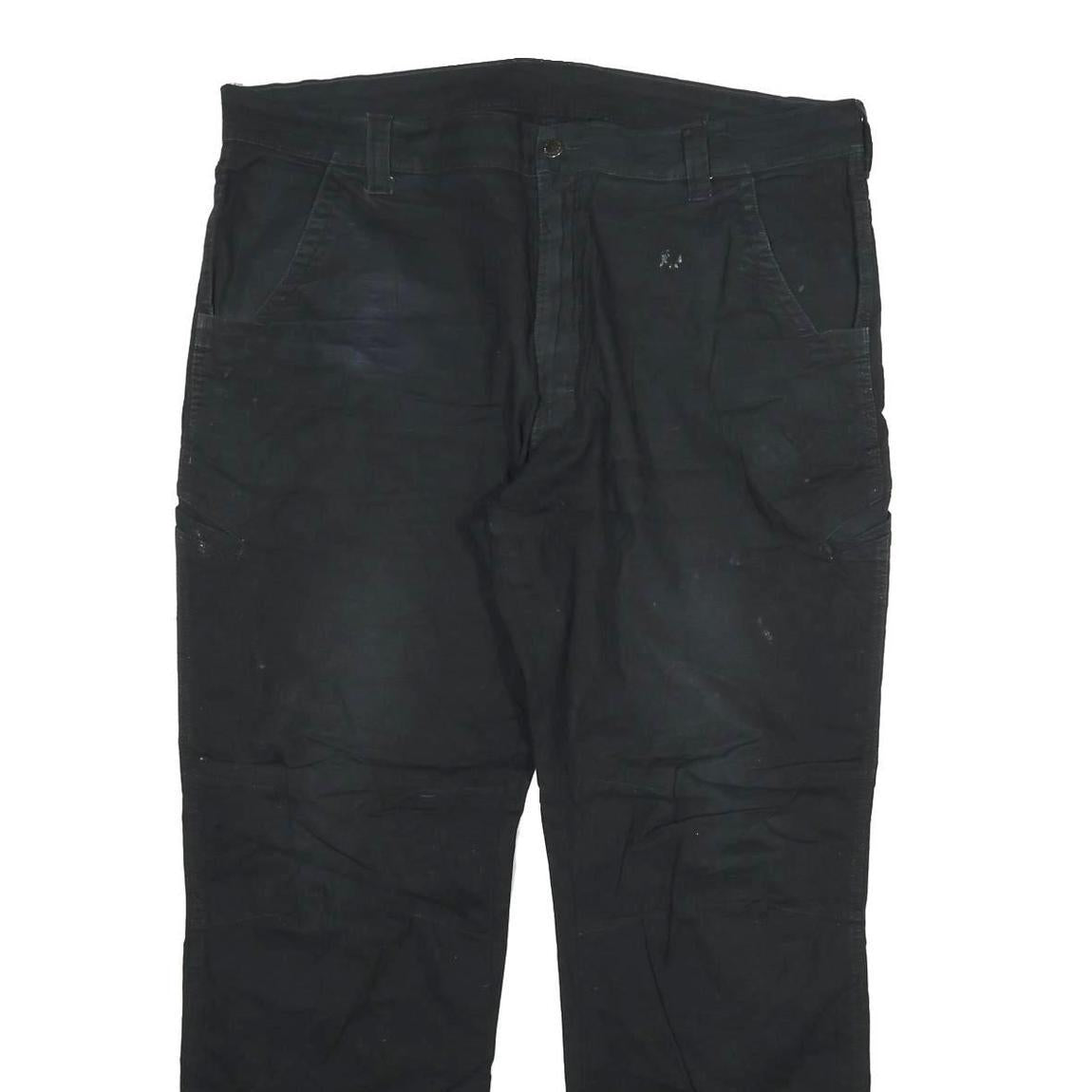 DICKIES Mens Regular Black Cotton Blend Trousers W40 L31 Workwear Zip Closure