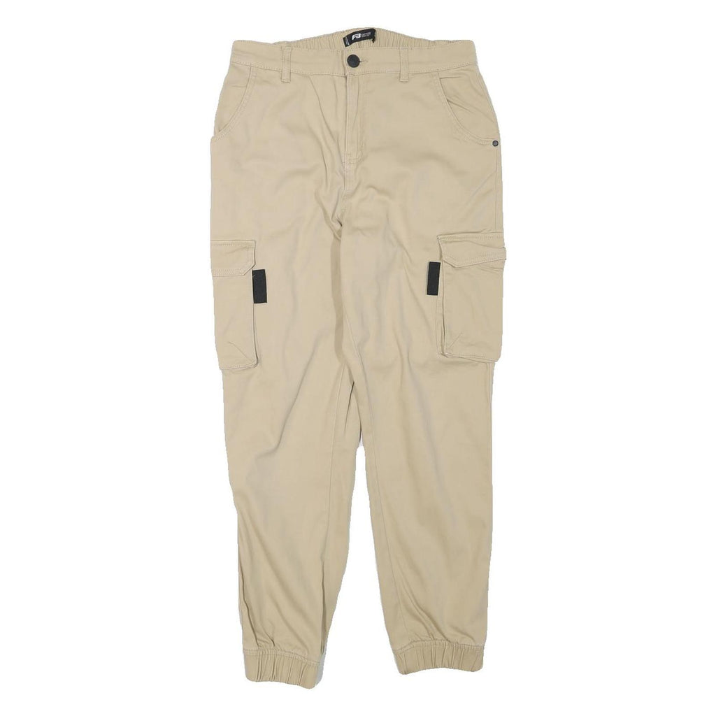 FB SISTER Womens Beige Relaxed Cargo Trousers W29 L27 Cotton Blend Zip