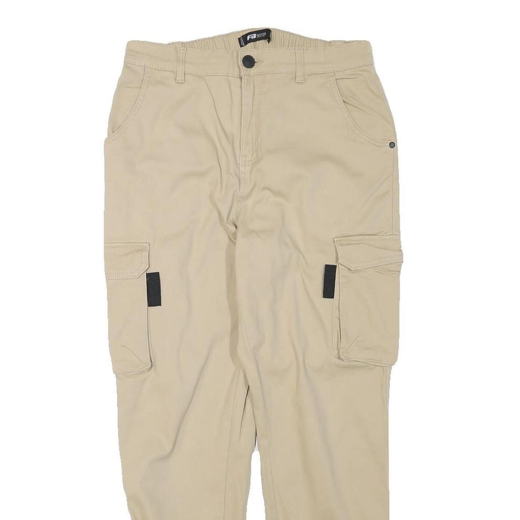 FB SISTER Womens Beige Relaxed Cargo Trousers W29 L27 Cotton Blend Zip