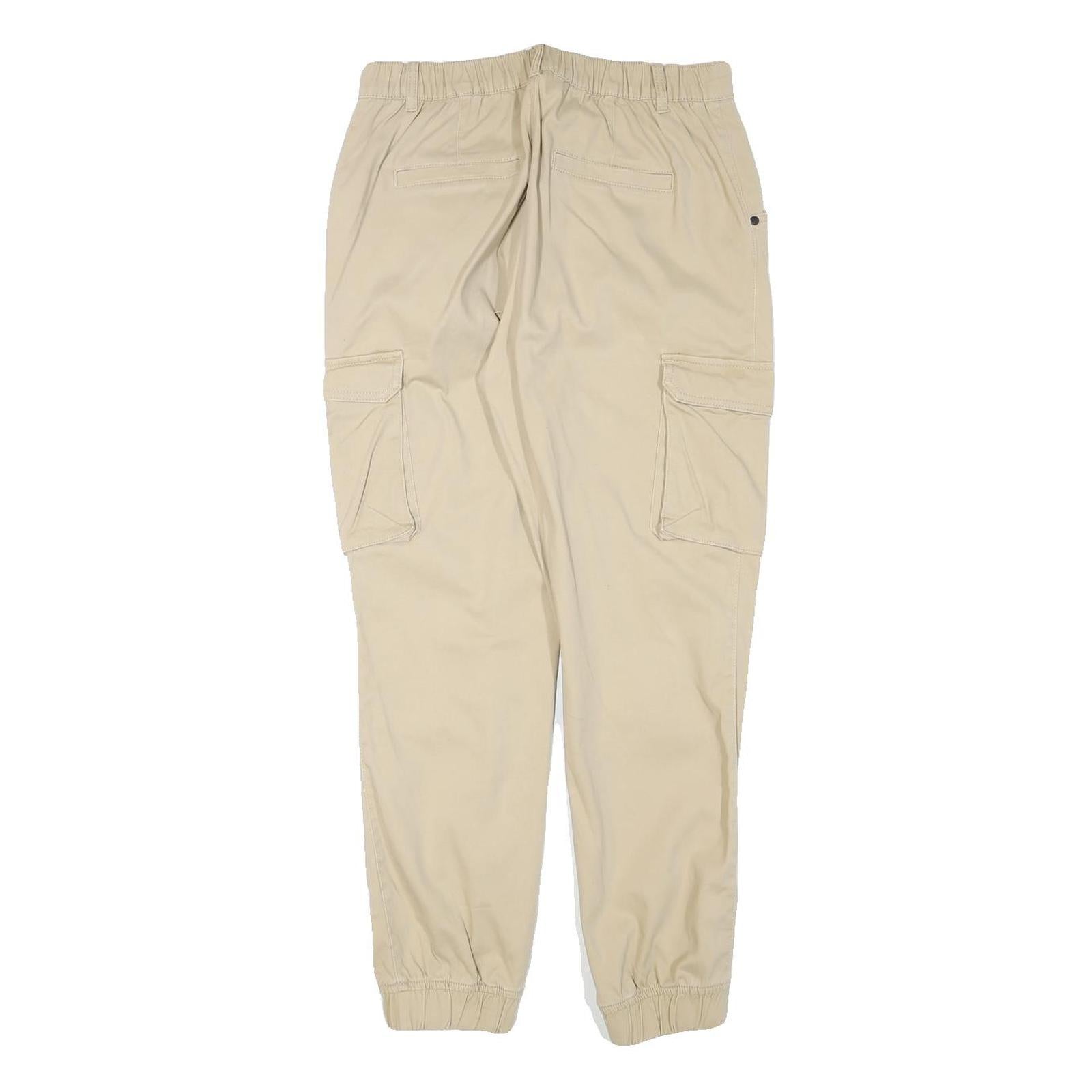 FB SISTER Womens Beige Relaxed Cargo Trousers W29 L27 Cotton Blend Zip