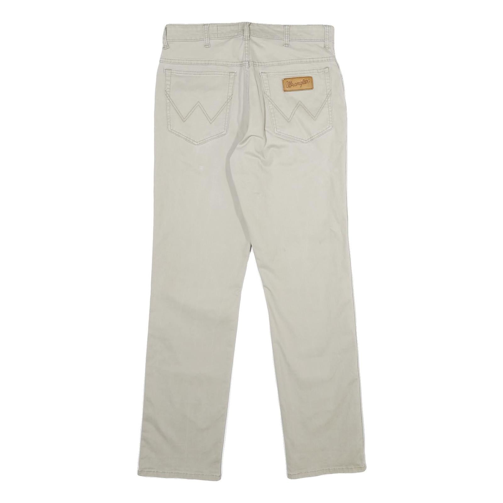 WRANGLER Mens Regular Fit Beige Cotton Blend Trousers W34 L32 Casual Straight
