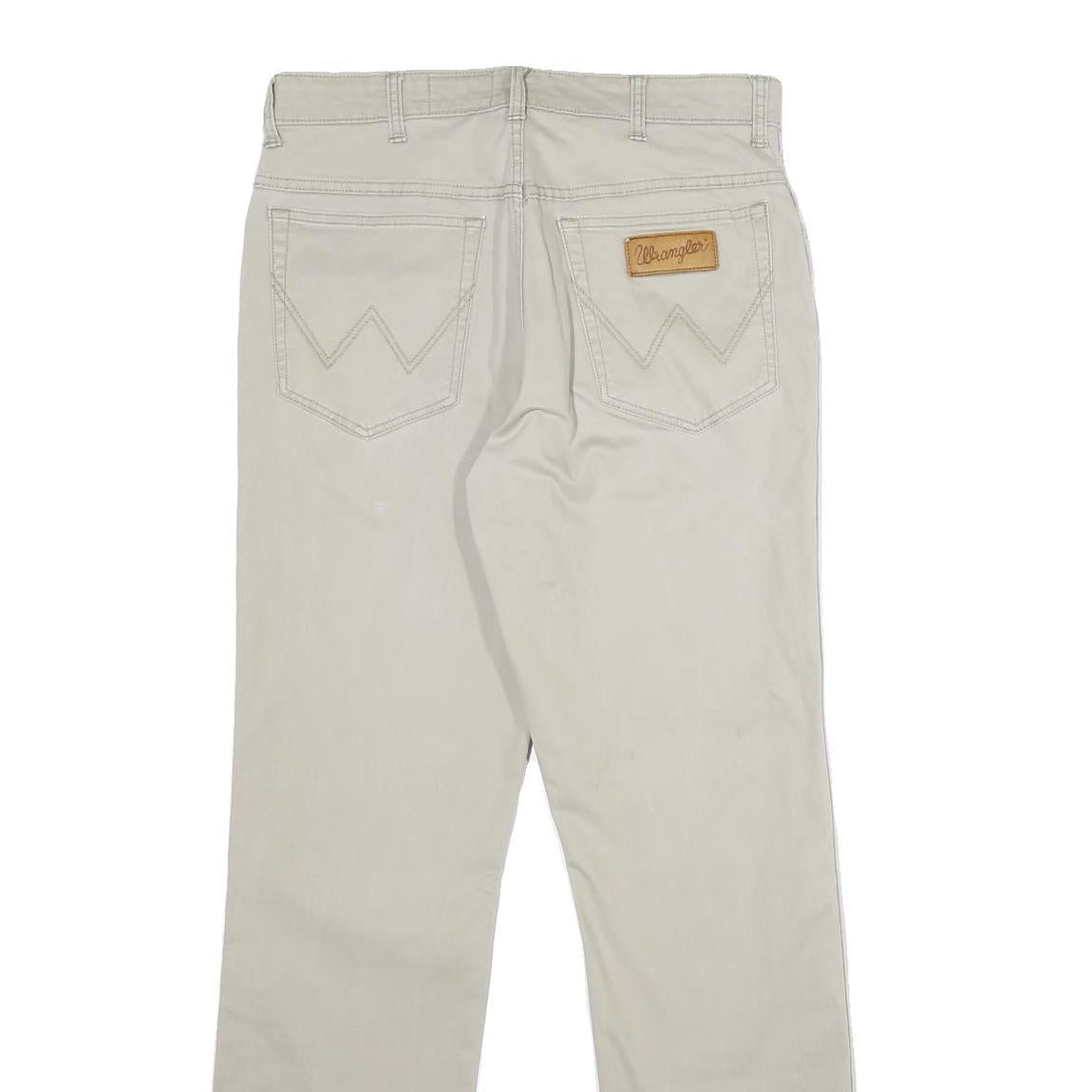 WRANGLER Mens Regular Fit Beige Cotton Blend Trousers W34 L32 Casual Straight