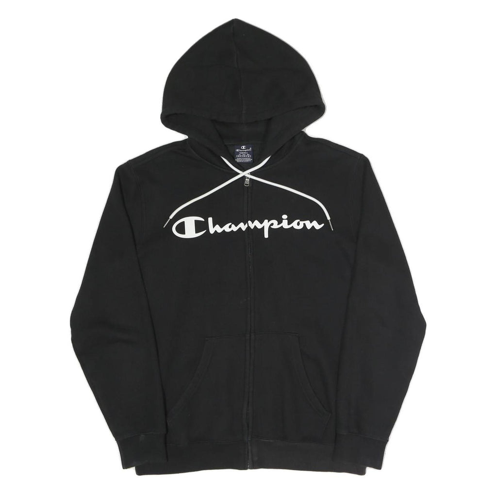 CHAMPION Mens Black Full Zip S Cotton Blend Hoodie Sweatshirt Casual Wear