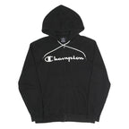 CHAMPION Mens Black Full Zip S Cotton Blend Hoodie Sweatshirt Casual Wear