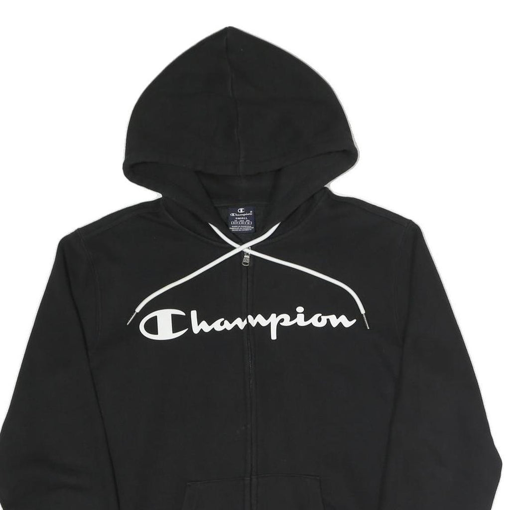 CHAMPION Mens Black Full Zip S Cotton Blend Hoodie Sweatshirt Casual Wear