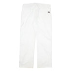 DICKIES Mens White Cotton Blend Regular Straight Trousers W34 L29 Workwear Zip