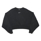 NIKE Womens Black Crew Neck XS Cotton Blend Sweatshirt Pullover Crop Top