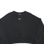 NIKE Womens Black Crew Neck XS Cotton Blend Sweatshirt Pullover Crop Top