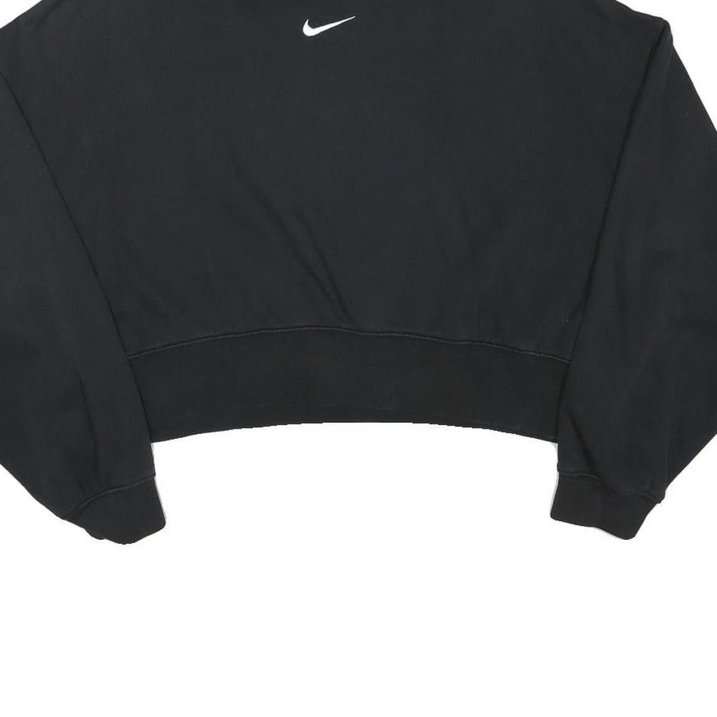 NIKE Womens Black Crew Neck XS Cotton Blend Sweatshirt Pullover Crop Top