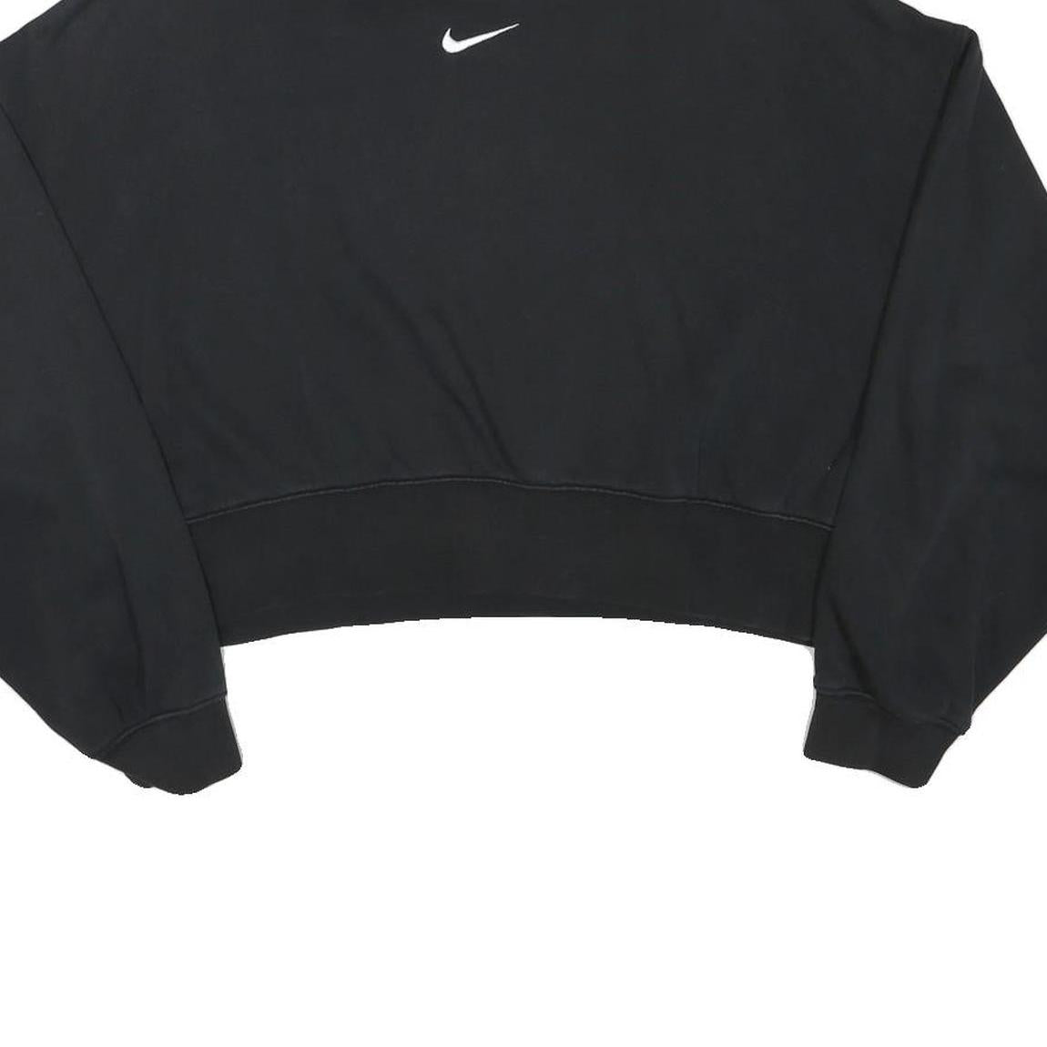 NIKE Womens Black Crew Neck XS Cotton Blend Sweatshirt Pullover Crop Top