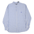 CHAPS Mens Blue & White Check Shirt L Classic Button-Down Collar Long Sleeve