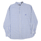 CHAPS Mens Blue & White Check Shirt L Classic Button-Down Collar Long Sleeve