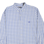 CHAPS Mens Blue & White Check Shirt L Classic Button-Down Collar Long Sleeve
