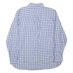 CHAPS Mens Blue & White Check Shirt L Classic Button-Down Collar Long Sleeve