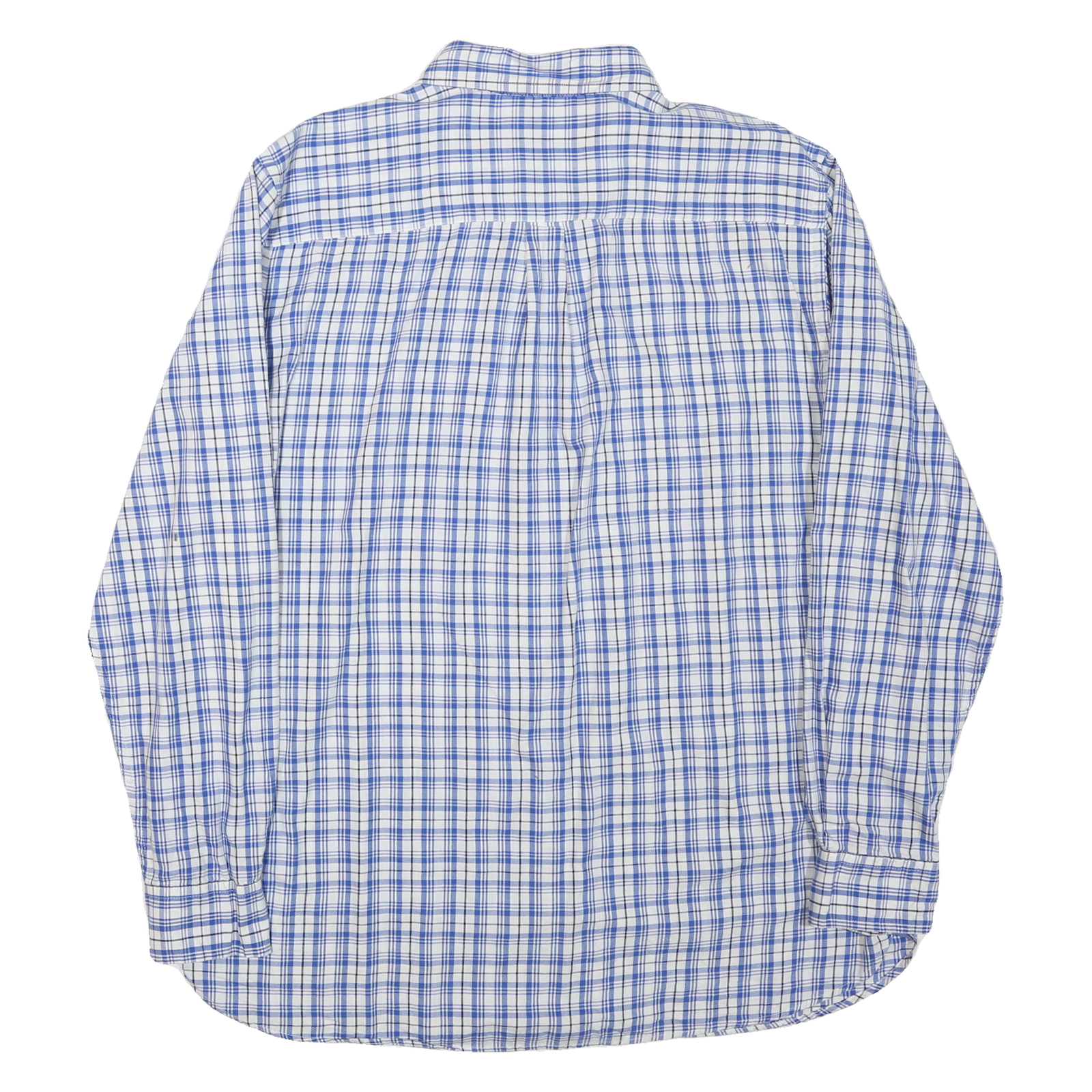 CHAPS Mens Blue & White Check Shirt L Classic Button-Down Collar Long Sleeve