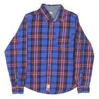 TIMBERLAND Mens Blue & Maroon Check Shirt XS Long Sleeve Casual Cotton Blend