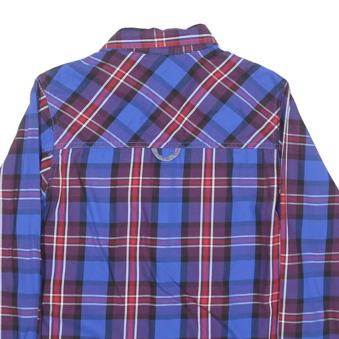 TIMBERLAND Mens Blue & Maroon Check Shirt XS Long Sleeve Casual Cotton Blend