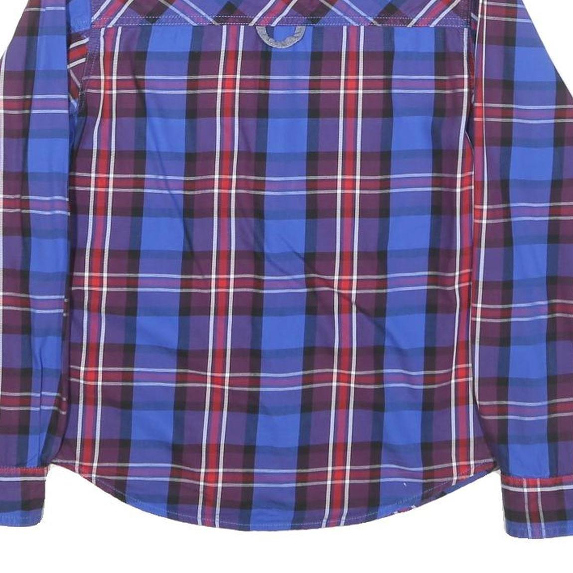 TIMBERLAND Mens Blue & Maroon Check Shirt XS Long Sleeve Casual Cotton Blend