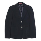 TOMMY HILFIGER Womens Black Classic Jacket UK 8 Polyester Blend Button Plain