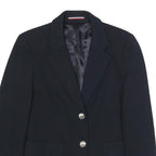 TOMMY HILFIGER Womens Black Classic Jacket UK 8 Polyester Blend Button Plain