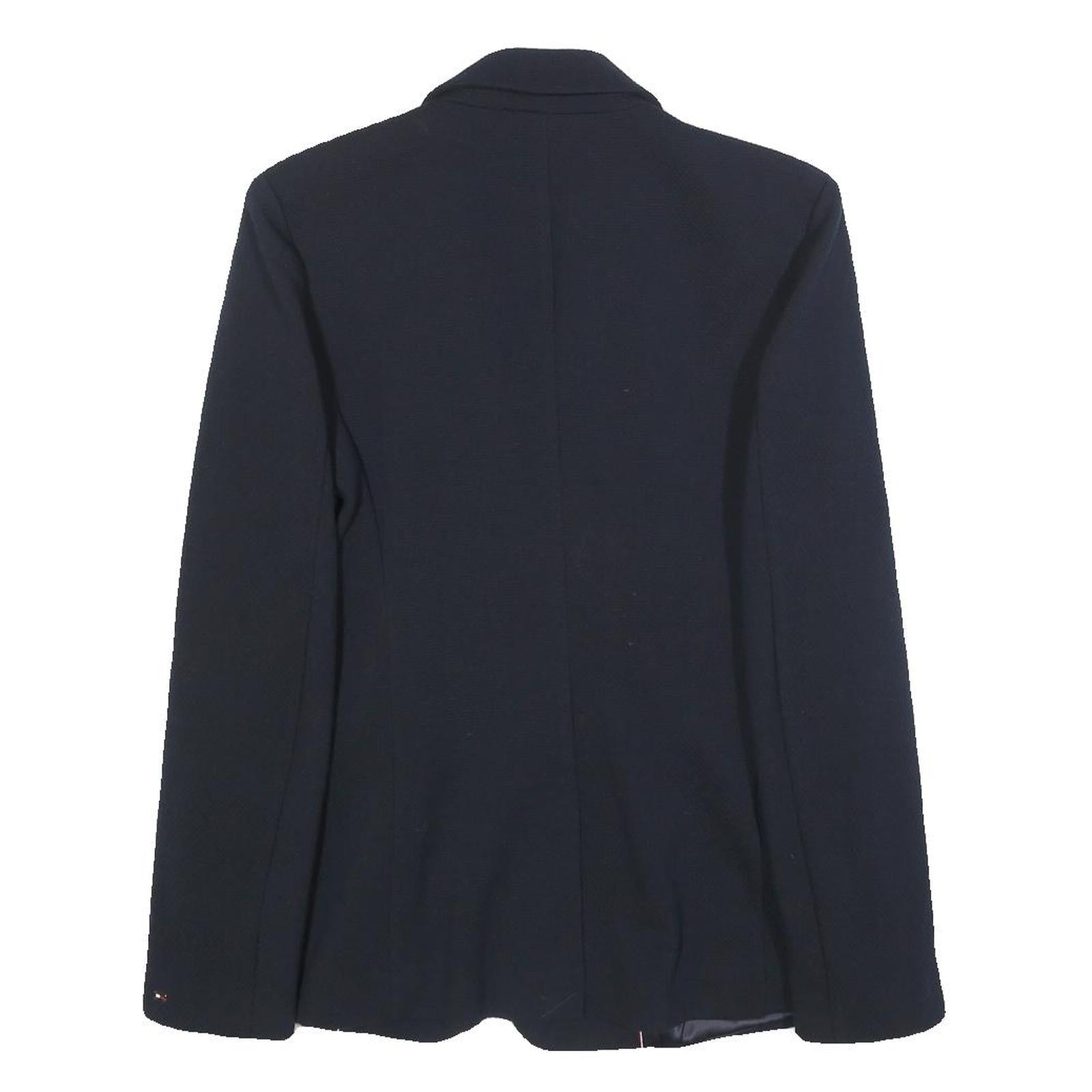 TOMMY HILFIGER Womens Black Classic Jacket UK 8 Polyester Blend Button Plain