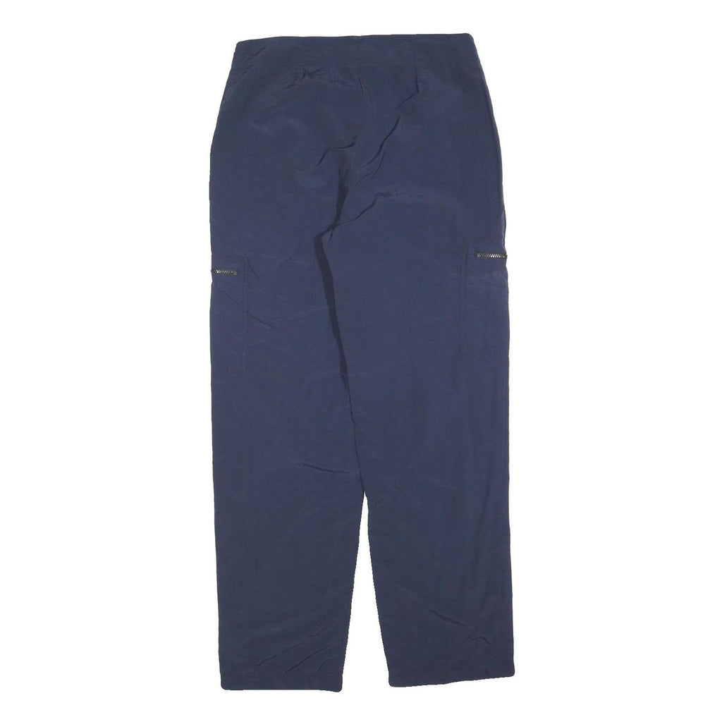 GREENVILLAGE Womens Regular Navy Blue Trousers W32 L32 Zip Pocketed Polyester